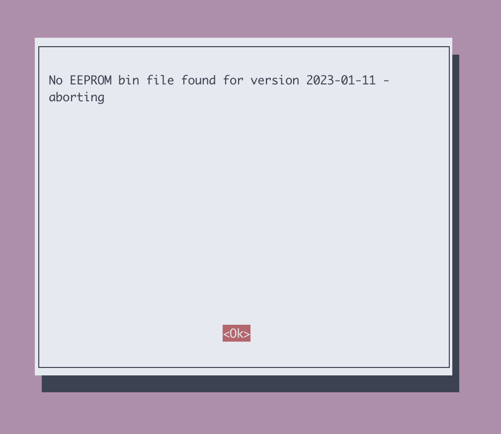 No EEPROM bin file found for version 2023-01-11