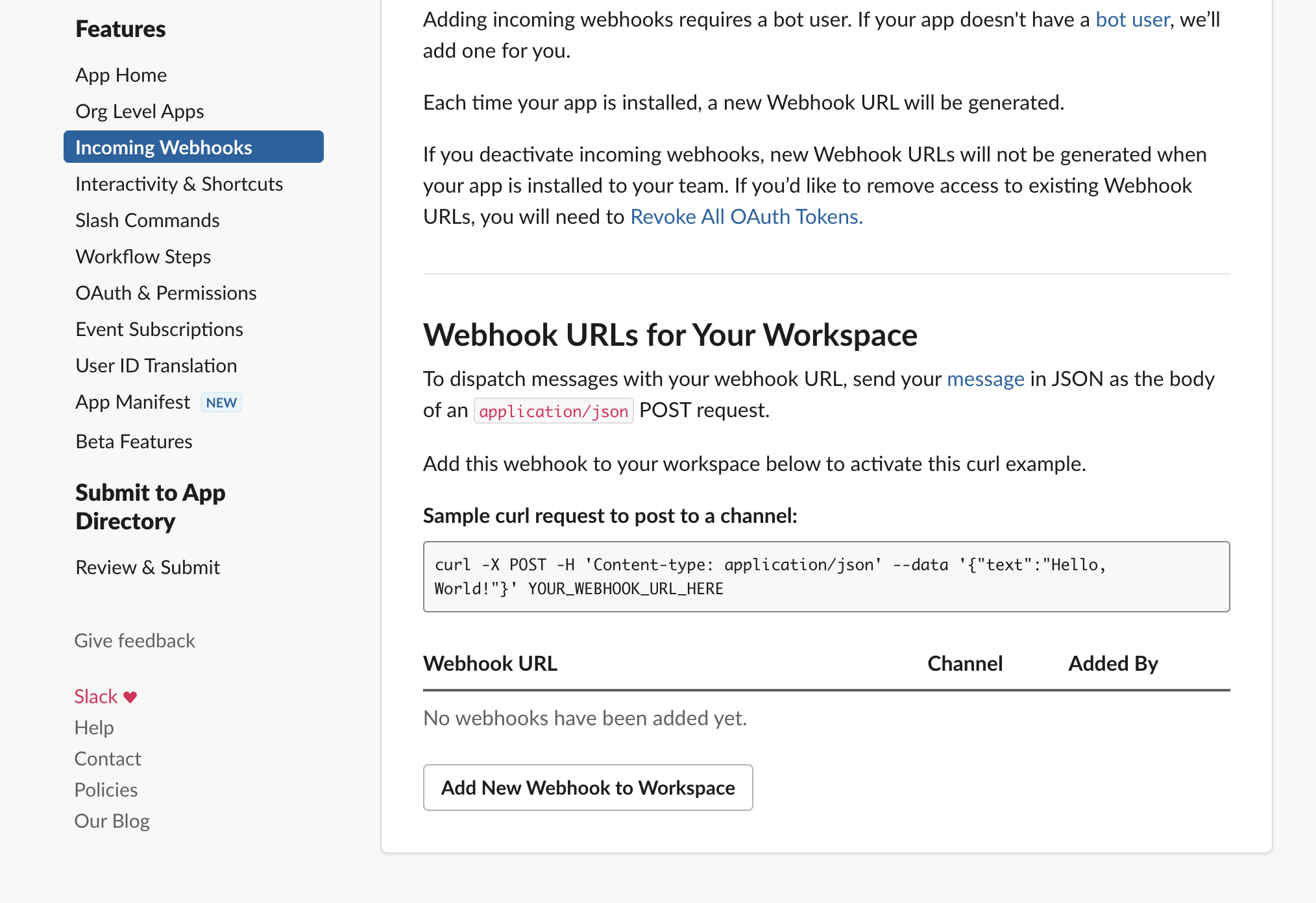 add new webhook to workspace