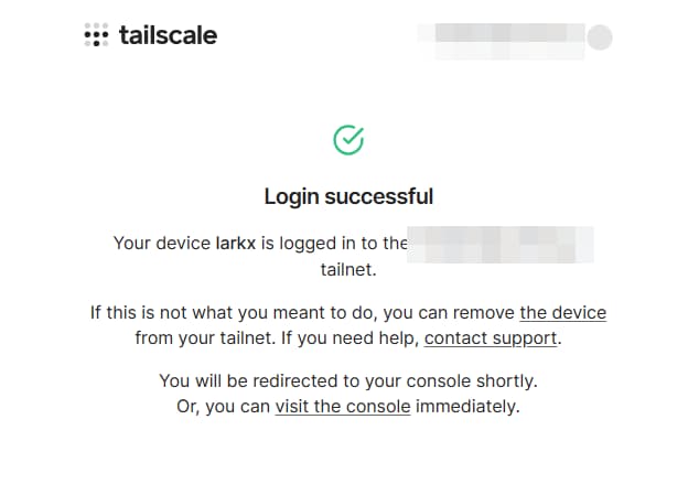 Tailscaleに接続完了
